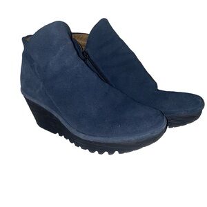 Fly London Yip Boots in Navy Blue Suede 39 8-8.5